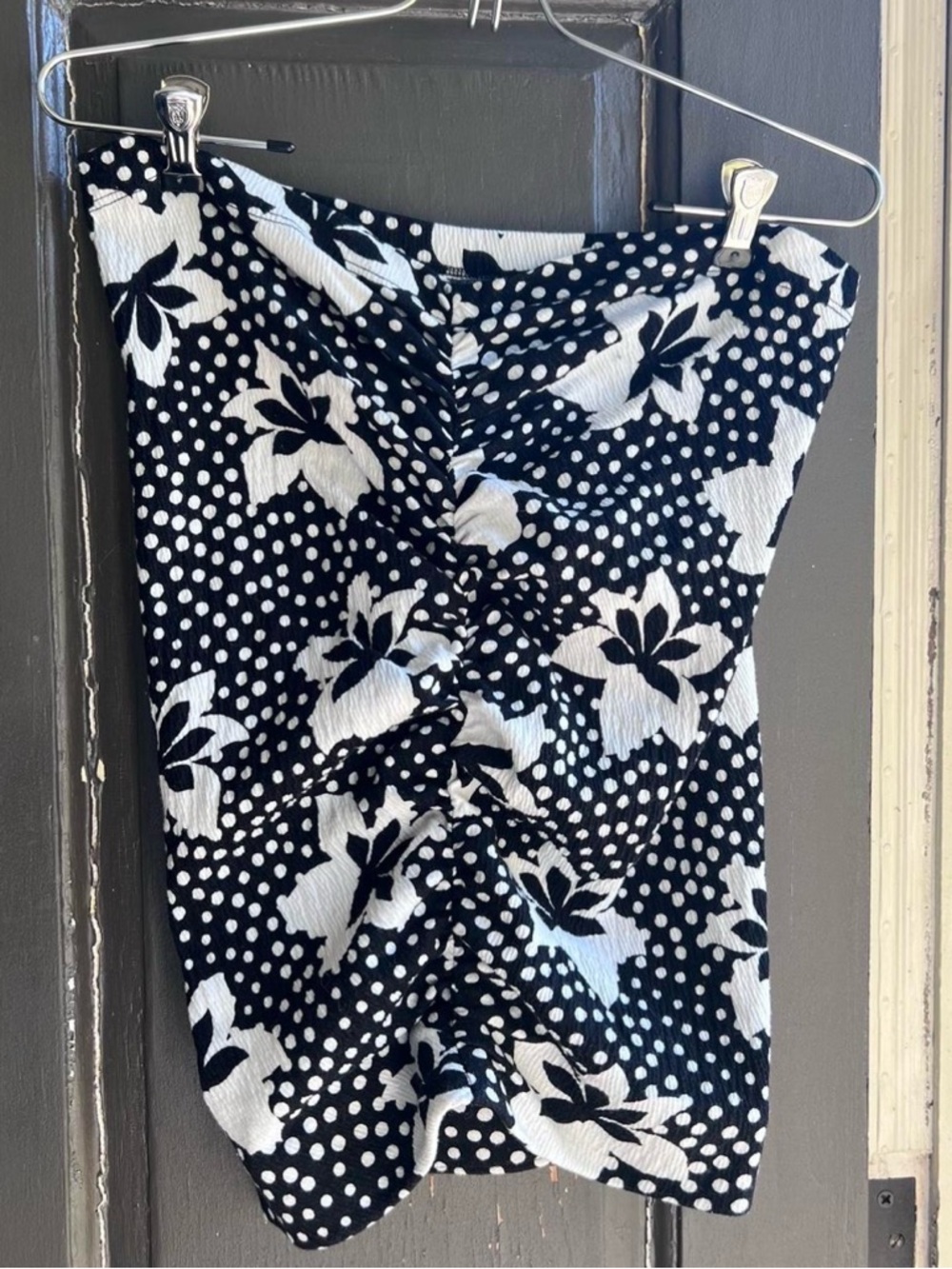 Black & White Floral Polka Dot Skirt